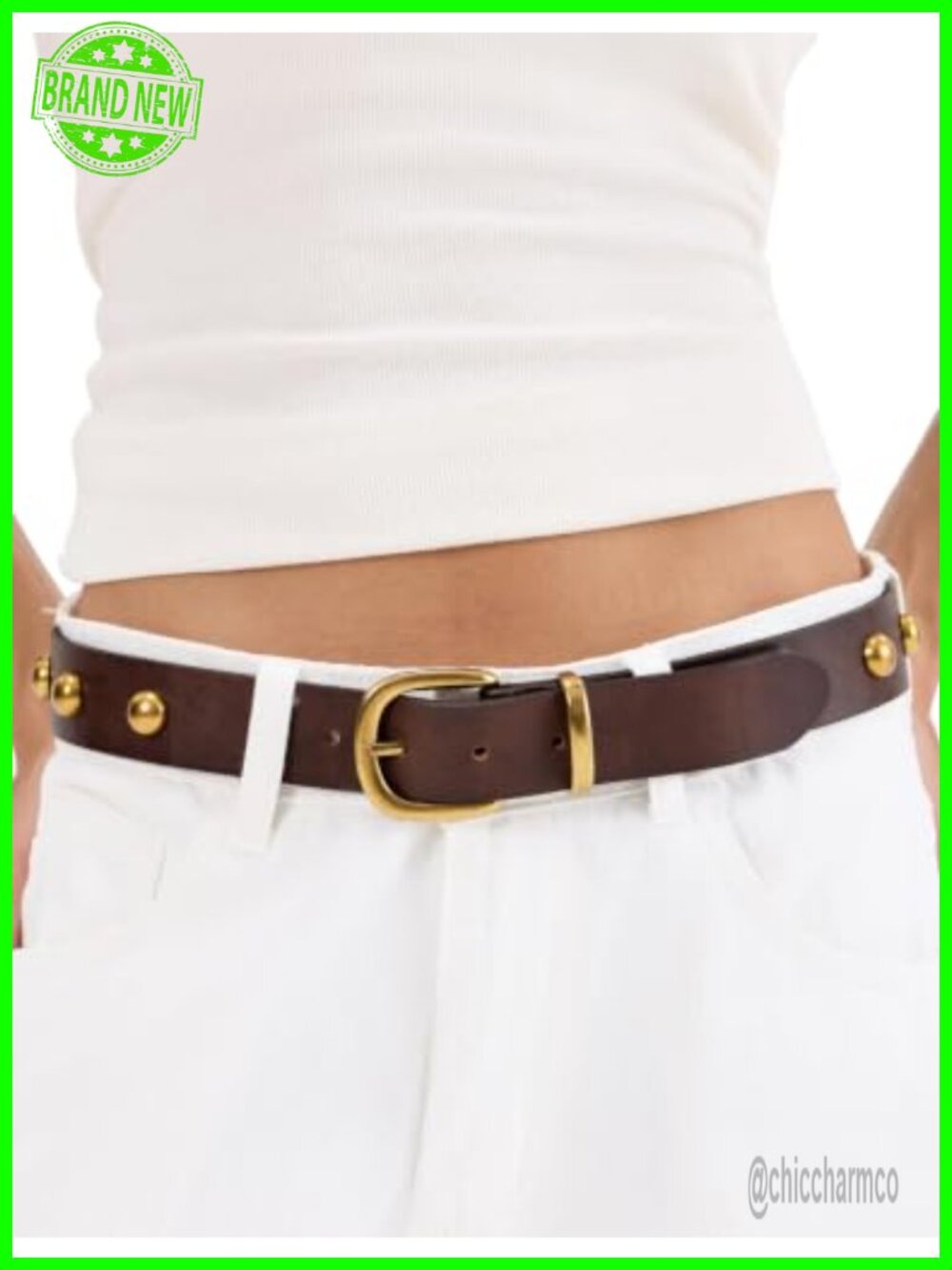 Full Grain Leather Studded Western Belt for Jeans Pants